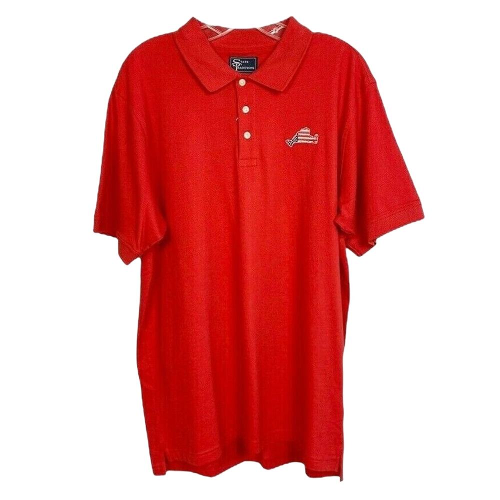 MARTHA'S VINEYARD STATE TRADITIONS USA Short Sleeve Polo Shirt RED LARGE NWT